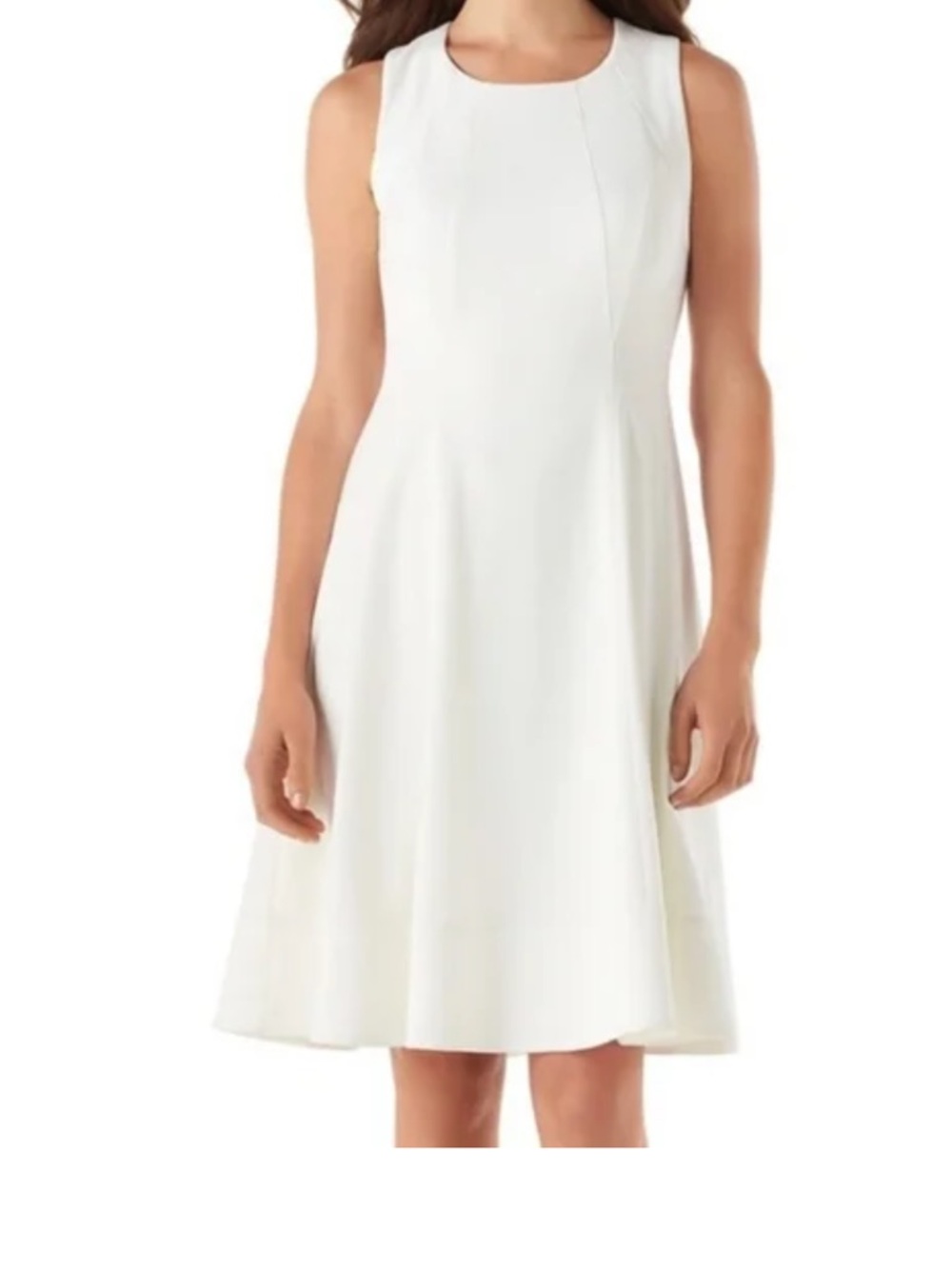White House Black Market White Sleeveless A-Line Midi Dress